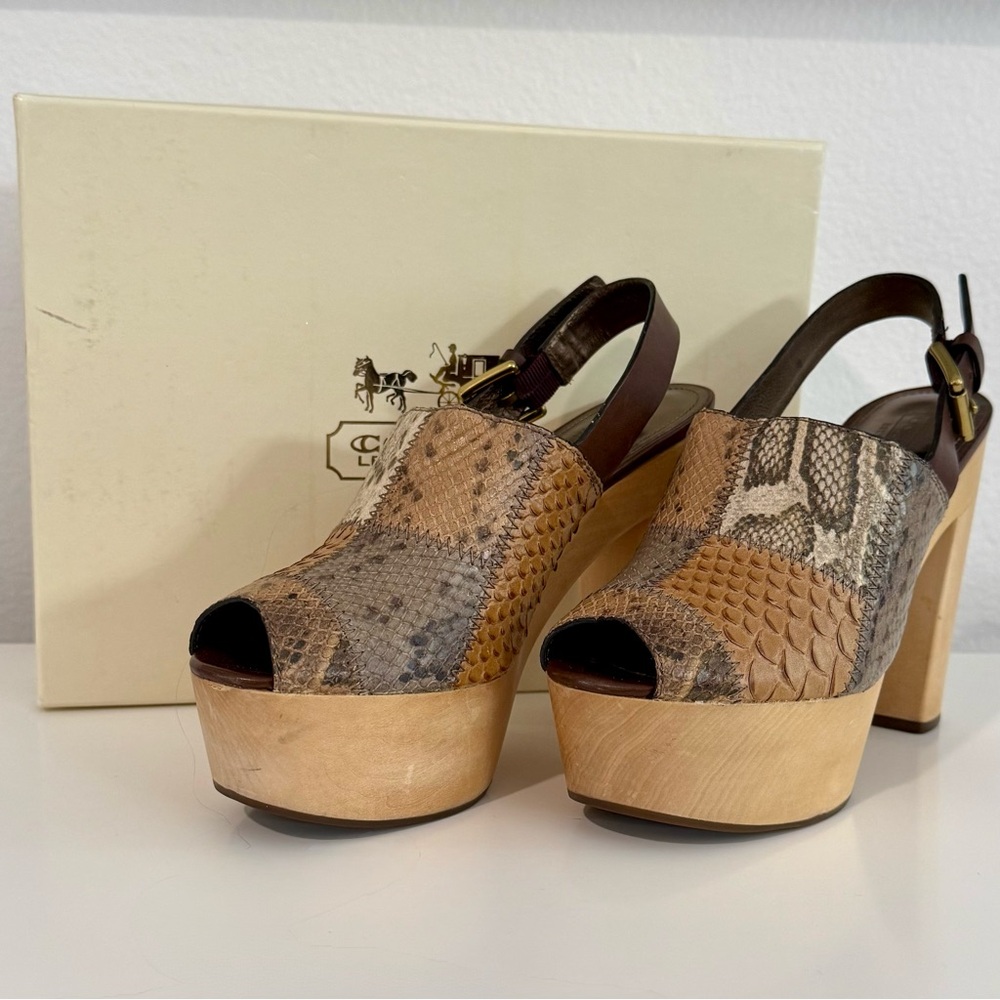COACH Petrina Snake Print Platform Sandals RARE - Picture 2 of 12